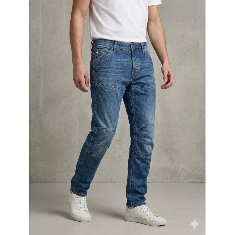 G-Star Raw 5620 3D Tapered Jeans Button Fly Light Blue Distressed 32x32